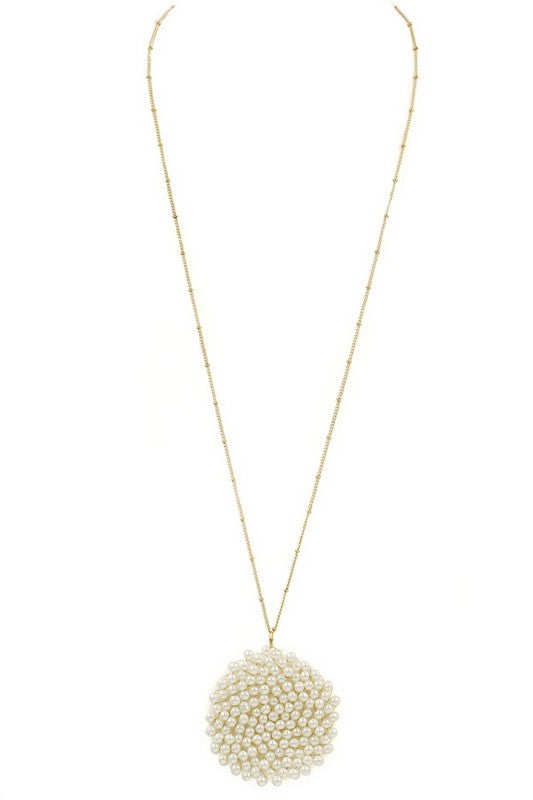 Glass Bead Circle Pendant Necklace