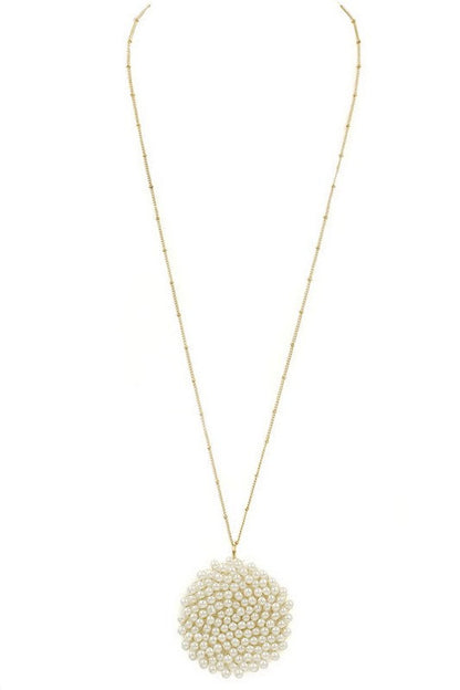 Glass Bead Circle Pendant Necklace