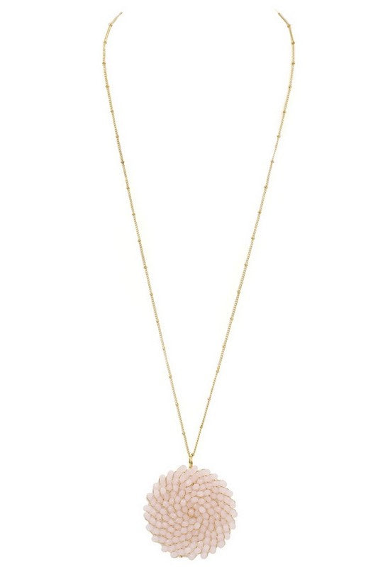 Glass Bead Circle Pendant Necklace