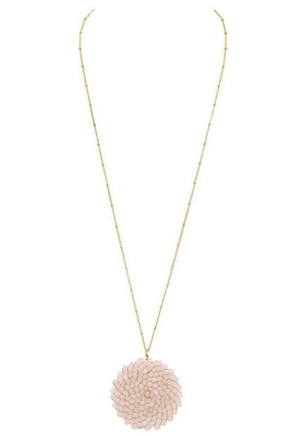 Glass Bead Circle Pendant Necklace