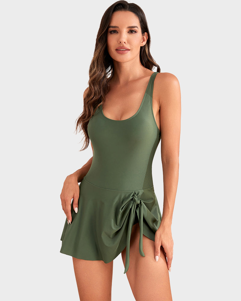 👙Summer Hot Sale 50% OFF💃Women's One Piece Tummy Control Tie Knot Swimsuit