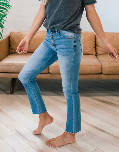 KanCan Emily Button Down Straight Jean