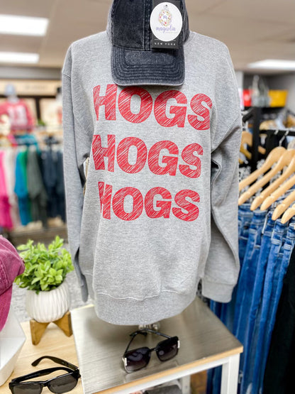 Hogs Hogs Hogs Cozy Sweatshirt Ash Grey