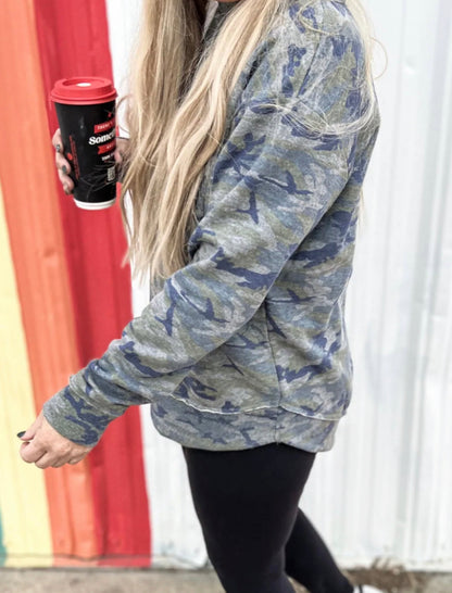 Weekend Fleece Casual Sweatshirt Vintage Camo