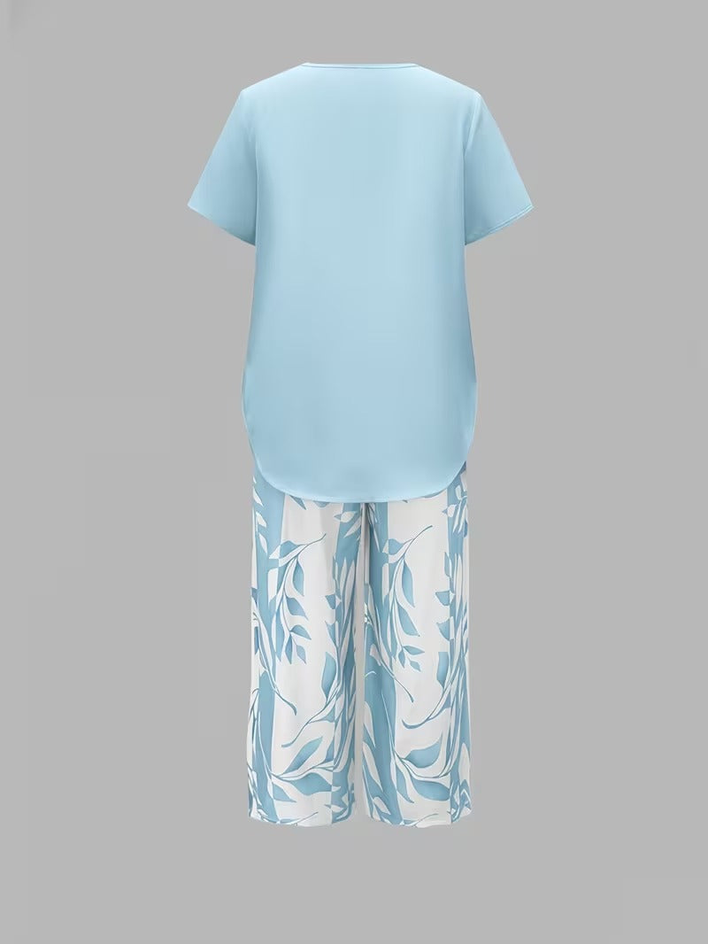 Samirae - Breezy Leaf-Print Two-Piece Set