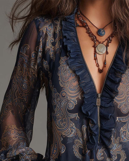 Norina - Soft-Touch V-Neck Blouse