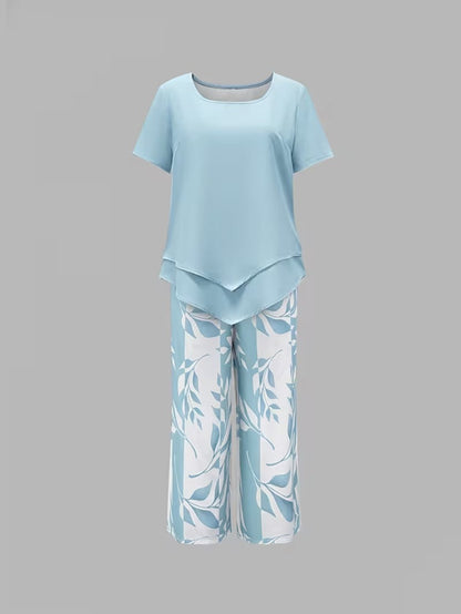 Samirae - Breezy Leaf-Print Two-Piece Set