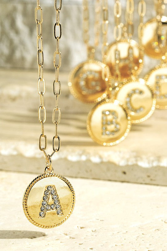 Gold Crystal Initial Necklace