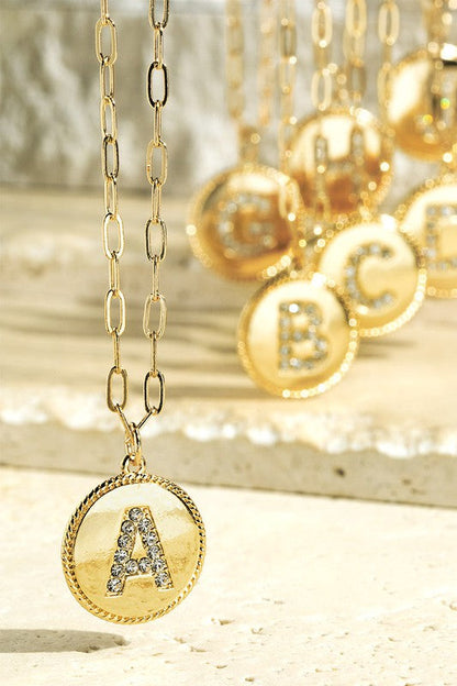Gold Crystal Initial Necklace