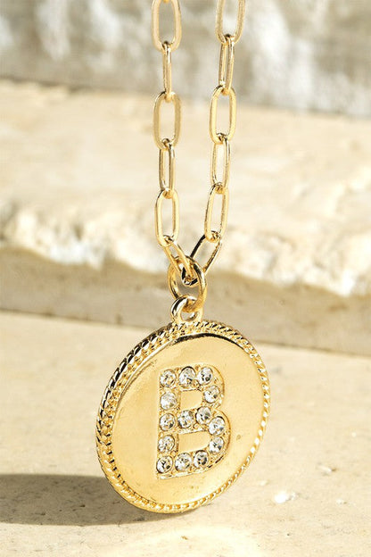 Gold Crystal Initial Necklace