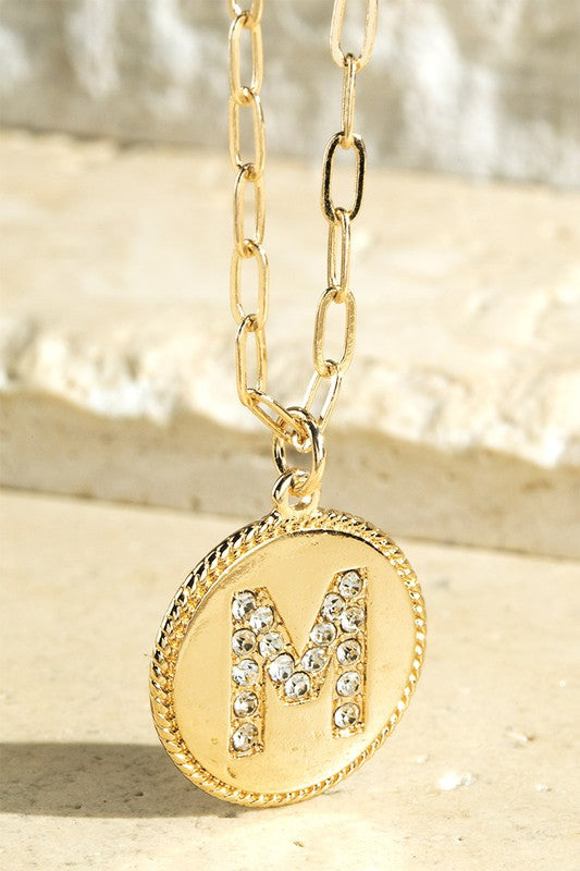 Gold Crystal Initial Necklace
