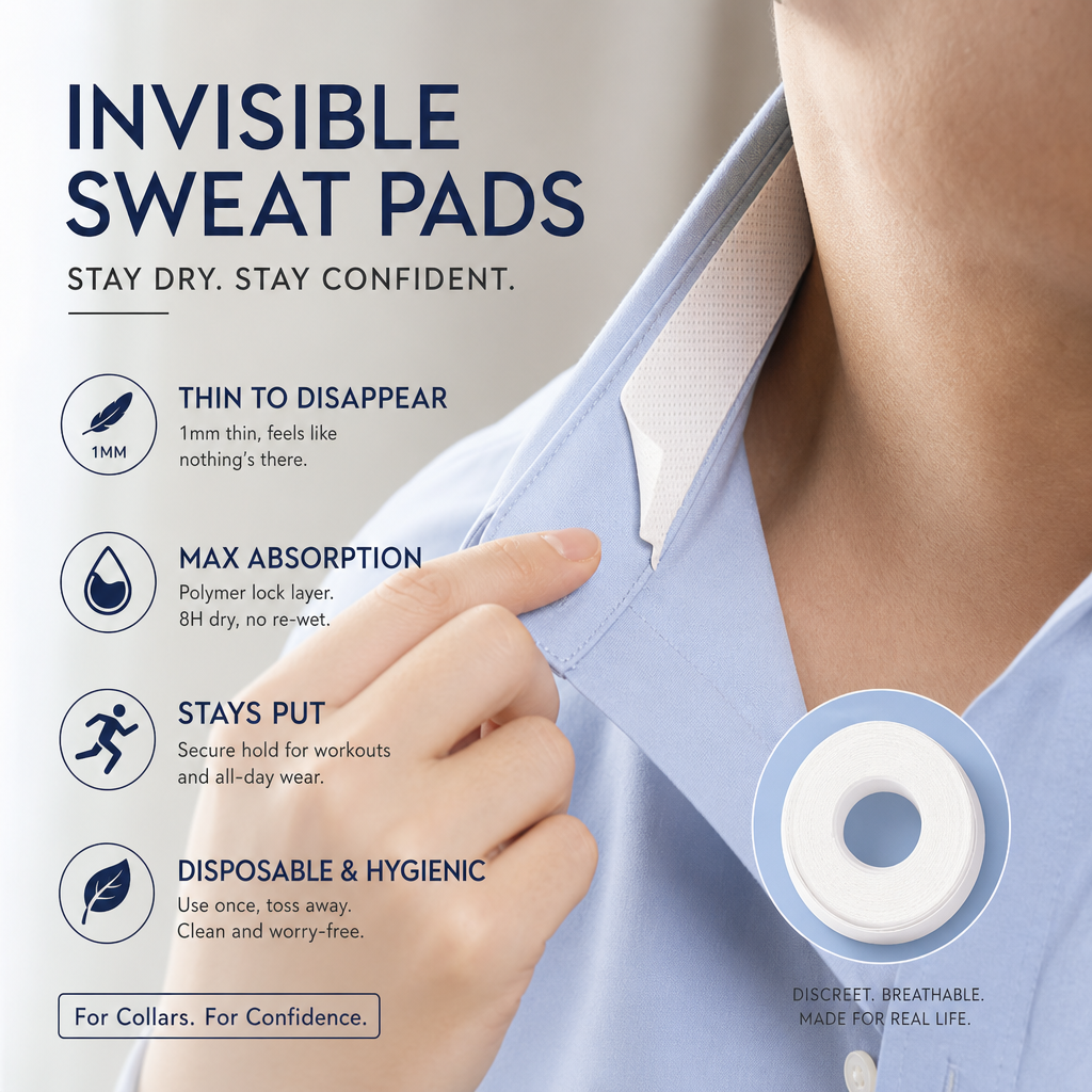 💦 Stay Fresh All Day! 💗 Disposable Collar & Cuff Sweat Liners ✨ Invisible Protection for Shirts & Jackets