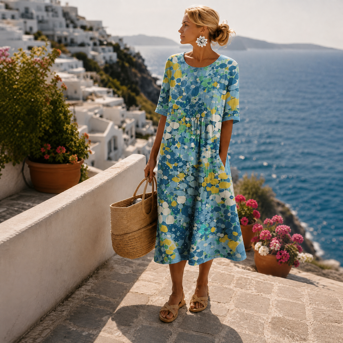 Lioravelle - Lightweight Floral Midi Dress
