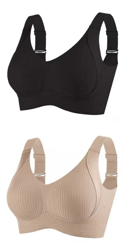 🌷 50% OFF – LIMITED TIME! 💕Subtle Striped Seamless Bra with W-Support ✨ Wire-Free Lift & Unmatched Comfort