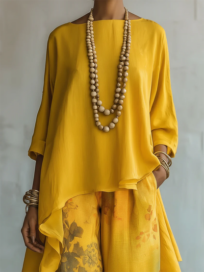 Zafira - Flowing Tunic and Printed Wide Leg Trousers Set