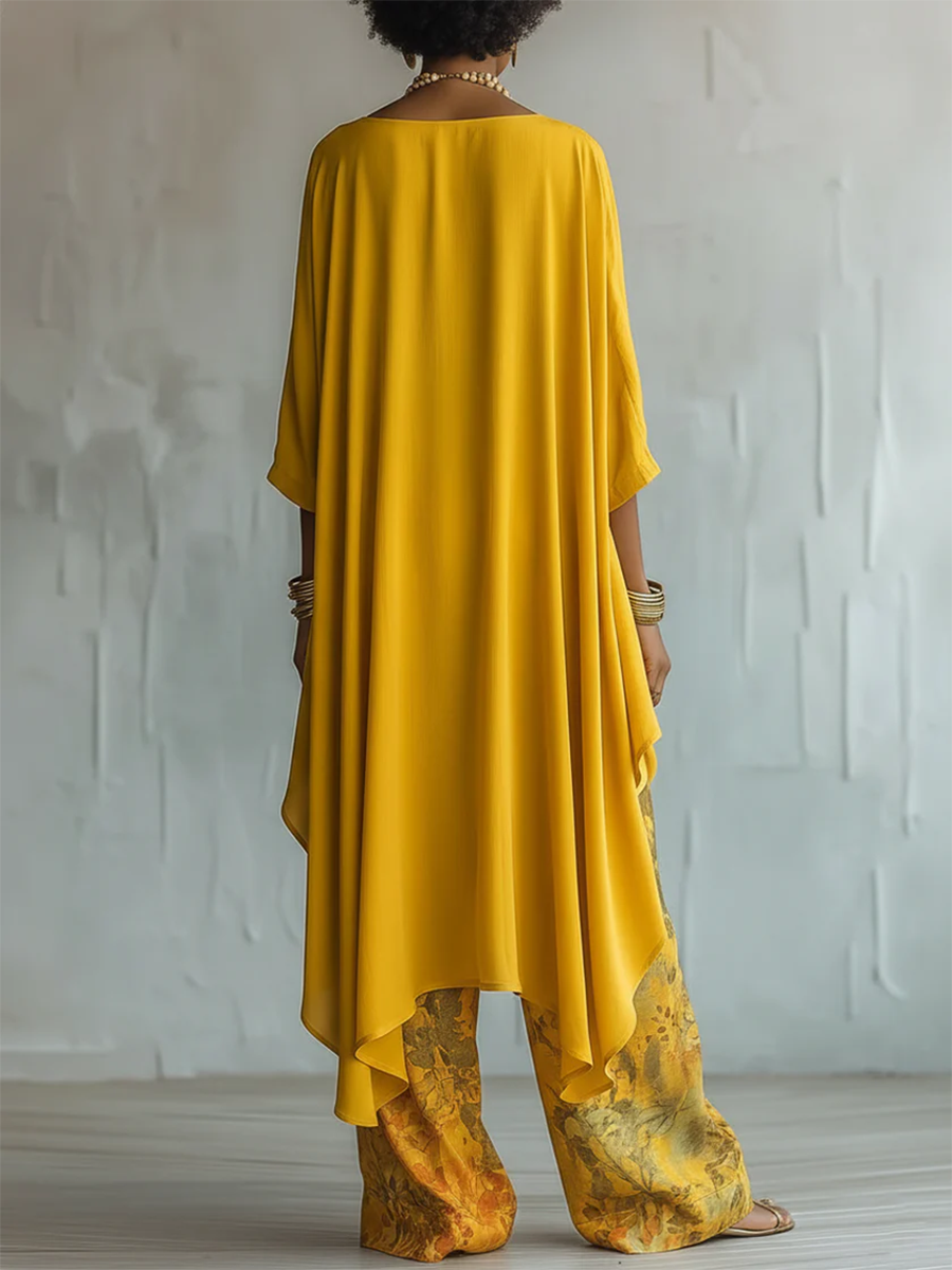 Zafira - Flowing Tunic and Printed Wide Leg Trousers Set