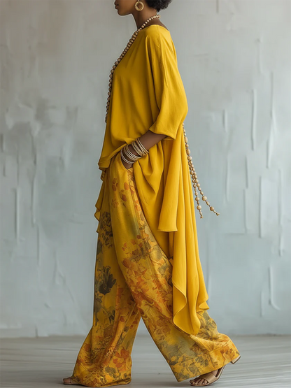 Zafira - Flowing Tunic and Printed Wide Leg Trousers Set
