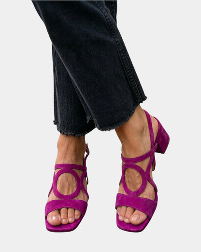 Florette - Cutout Strap Block Heel Sandals