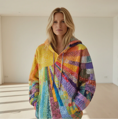 Sorienna - Soft-Touch Patchwork Hoodie