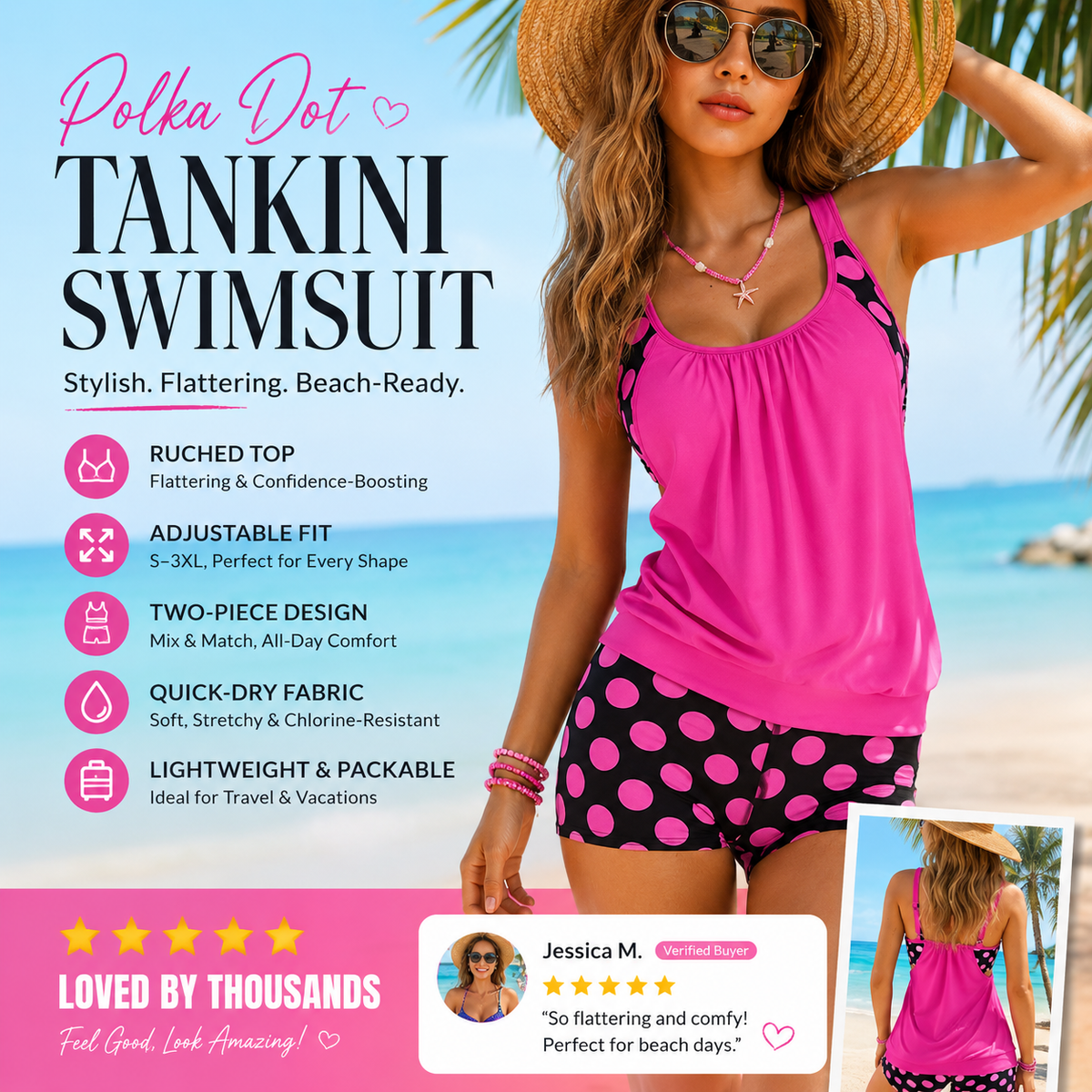 🏖️Summer Hot Sale- 50% OFF👙Women's Polka Dot Two Piece Swimsuit✨