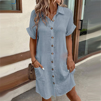 ✨Short Sleeve Shirt Dress - Soft, Pocketed & Effortlessly Stylish💃