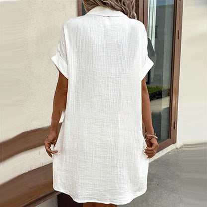 ✨Short Sleeve Shirt Dress - Soft, Pocketed & Effortlessly Stylish💃