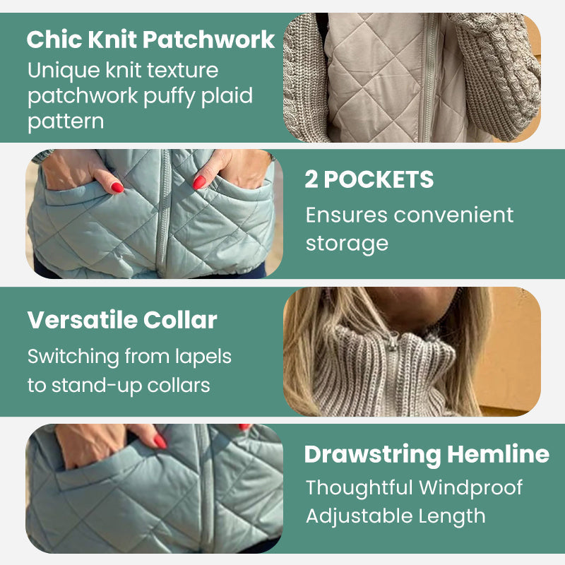 ⏳Time-limited Special⏰Women's Knit Patchwork Puffy Jacket