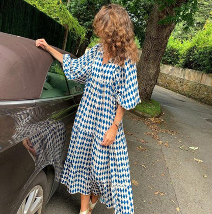 🌸🌸Big price reduction🌸Women's Elegant Puff Sleeve Floral Boho Maxi Dress