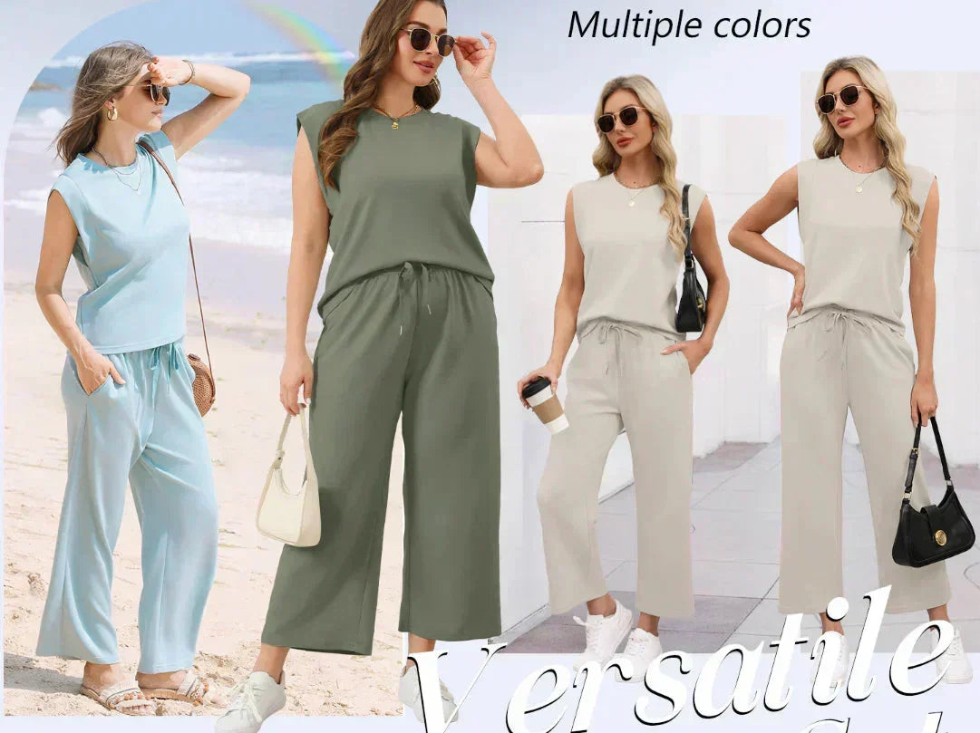 🌺 Hot Sale 49% OFF🌺 New Women's  Sleeveless Top & Wide-Leg Pants 2-Piece Set