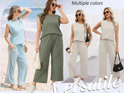 🌺 Hot Sale 49% OFF🌺 New Women's  Sleeveless Top & Wide-Leg Pants 2-Piece Set