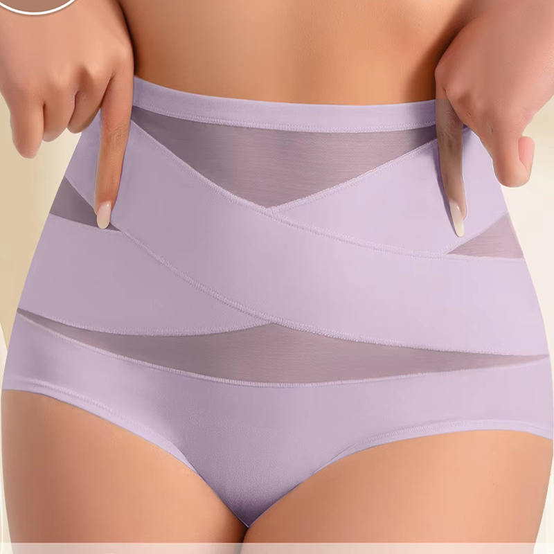 🔥Buy 1 Get 2 Free (3 PCS)✨Plus-Size High-Waist Cross Tummy Control Panties