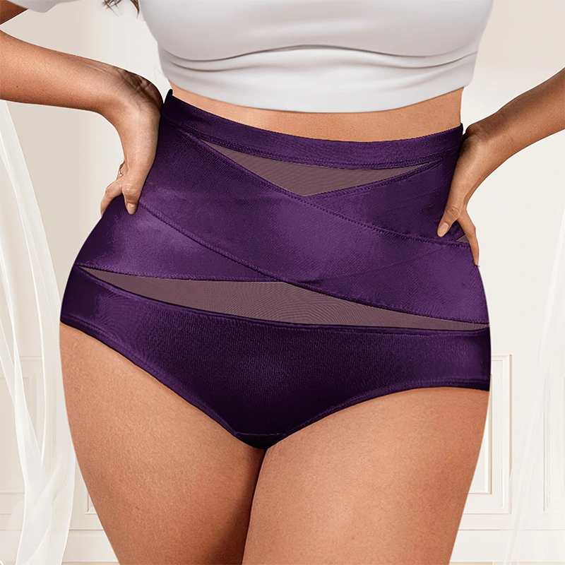 🔥Buy 1 Get 2 Free (3 PCS)✨Plus-Size High-Waist Cross Tummy Control Panties