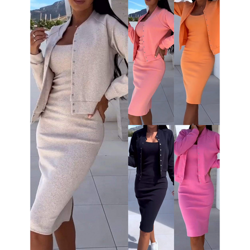 FLASH SALE: 50% OFF! ⏳ Spaghetti Strap Bodycon Dress & Jacket Set