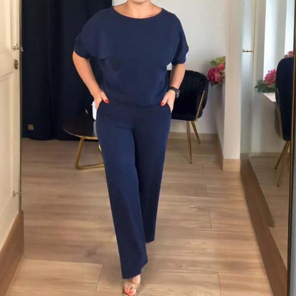 New Arrival✨3-Piece Set with Short Sleeve Top, Wide-Leg Pants & Long Cardigan – Effortless Layered Style