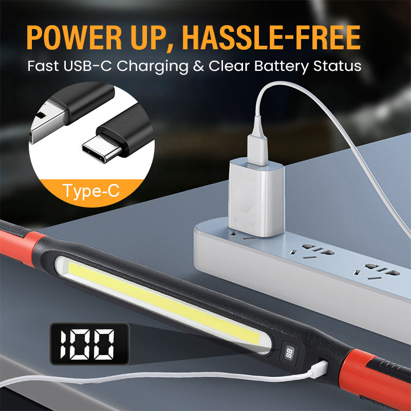 📢📢49% OFF !! ⏰3000LM LED Work Light – Magnetic + hook, 5200mAh battery, 360° rotation. Type‑C fast charge. Bright as day anywhere! 🔋✨