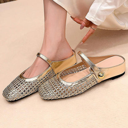 Ulia - Breathable Square-Toe Mary Jane Mules