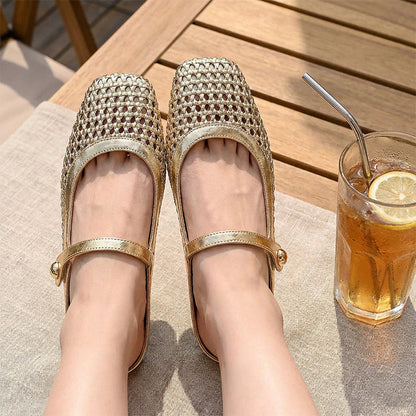 Ulia - Breathable Square-Toe Mary Jane Mules