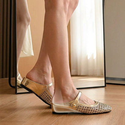 Ulia - Breathable Square-Toe Mary Jane Mules