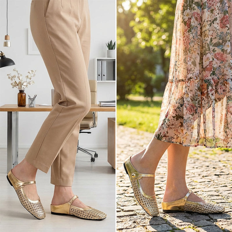 Ulia - Breathable Square-Toe Mary Jane Mules