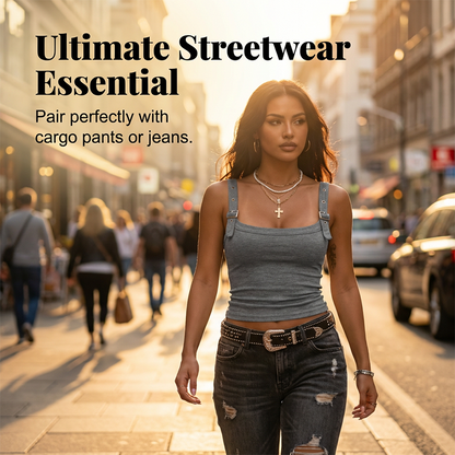 👚 50% RABATT! 🔥 Rippen-Tanktop für Frauen mit Verstellbarem Bügelverschluss – Figurbetont, Vielseitig & Perfekt Für Jeden Look 🌸