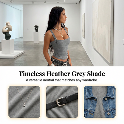 👚 50% RABATT! 🔥 Rippen-Tanktop für Frauen mit Verstellbarem Bügelverschluss – Figurbetont, Vielseitig & Perfekt Für Jeden Look 🌸