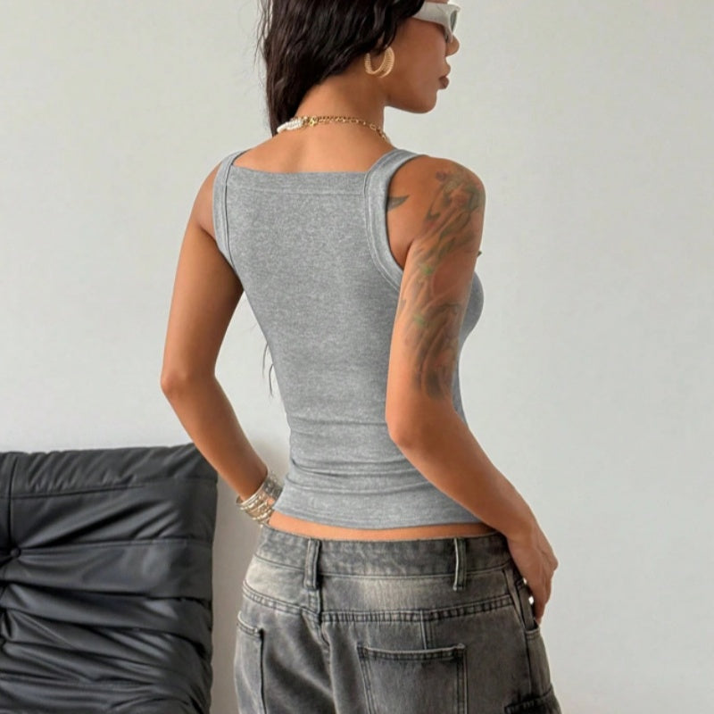 👚 50% RABATT! 🔥 Rippen-Tanktop für Frauen mit Verstellbarem Bügelverschluss – Figurbetont, Vielseitig & Perfekt Für Jeden Look 🌸