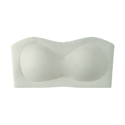 ⛱️💞Womens Strapless Bras Push Up Bandeau Bra Non Slip Wireless Supportive Padded Bras Seamless Comfortable Tube Jelly Bra
