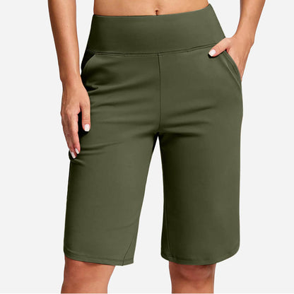 🏆 Last Day Special Price £12.99 ! 💐Women's Bermuda Shorts with Pockets -👍Knee Length Athletic Casual Long Shorts