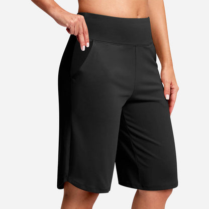 🏆 Last Day Special Price £12.99 ! 💐Women's Bermuda Shorts with Pockets -👍Knee Length Athletic Casual Long Shorts