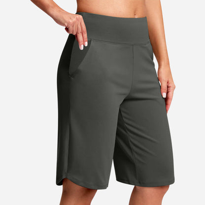 🏆 Last Day Special Price £12.99 ! 💐Women's Bermuda Shorts with Pockets -👍Knee Length Athletic Casual Long Shorts