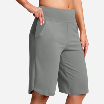 🏆 Last Day Special Price £12.99 ! 💐Women's Bermuda Shorts with Pockets -👍Knee Length Athletic Casual Long Shorts