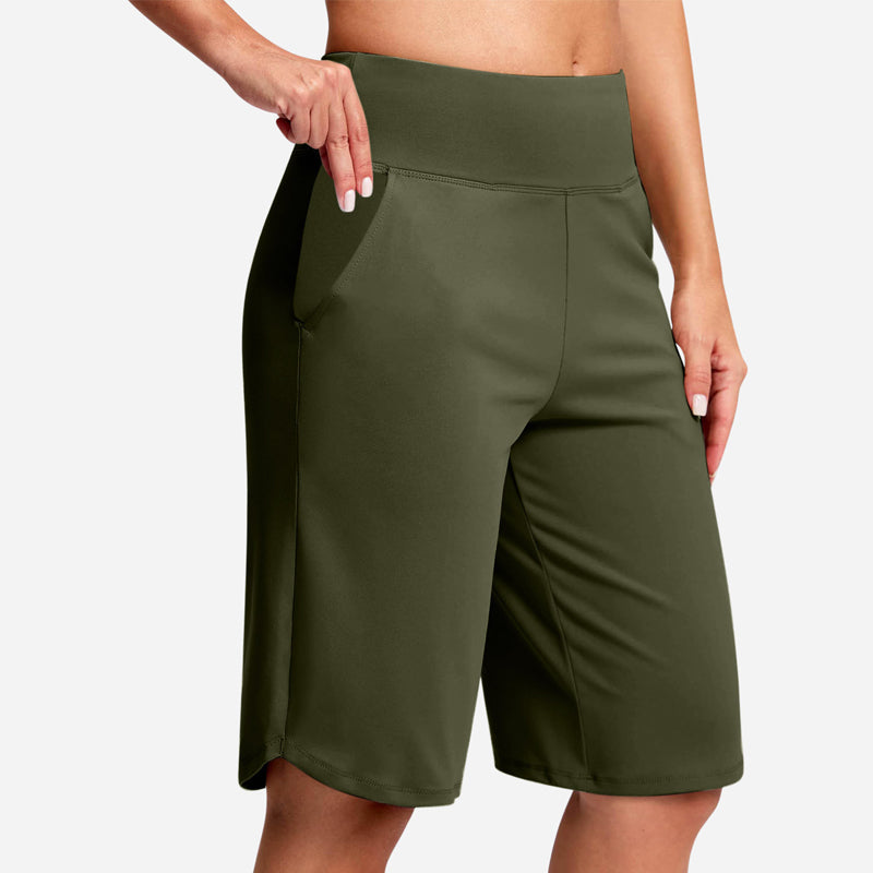 🏆 Last Day Special Price £12.99 ! 💐Women's Bermuda Shorts with Pockets -👍Knee Length Athletic Casual Long Shorts