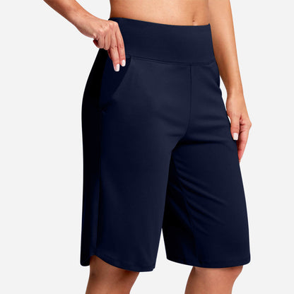 🏆 Last Day Special Price £12.99 ! 💐Women's Bermuda Shorts with Pockets -👍Knee Length Athletic Casual Long Shorts