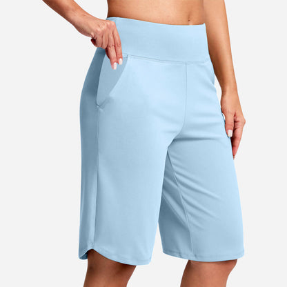 🏆 Last Day Special Price £12.99 ! 💐Women's Bermuda Shorts with Pockets -👍Knee Length Athletic Casual Long Shorts